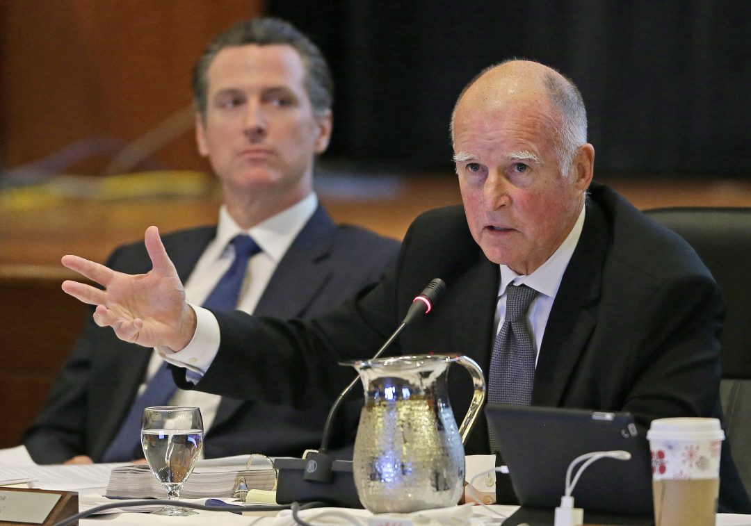 Gavin Newsom and Jerry Brown
