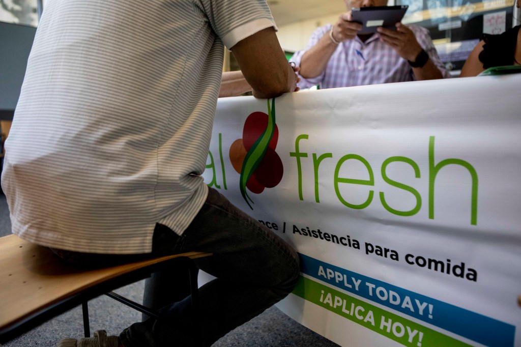 A food bank hosts a CalFresh sign up table at a low-income health clinic in Contra Costa County.