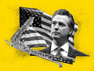 Gov. Gavin Newsom has a history of making bold,risky political moves that affect political decision-making nationwide. Will his order to ban new gas-powered cars by 2035 follow suit? Illustration by Anne Wernikoff for CalMatters; iStock