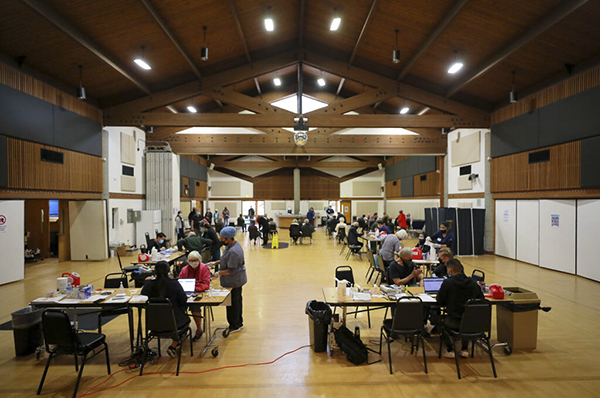 The Optumserve coronavirus vaccination clinic at the Rohnert Park Community Center on February 3, 2021. Photo by Christopher Chung, The Press Democrat