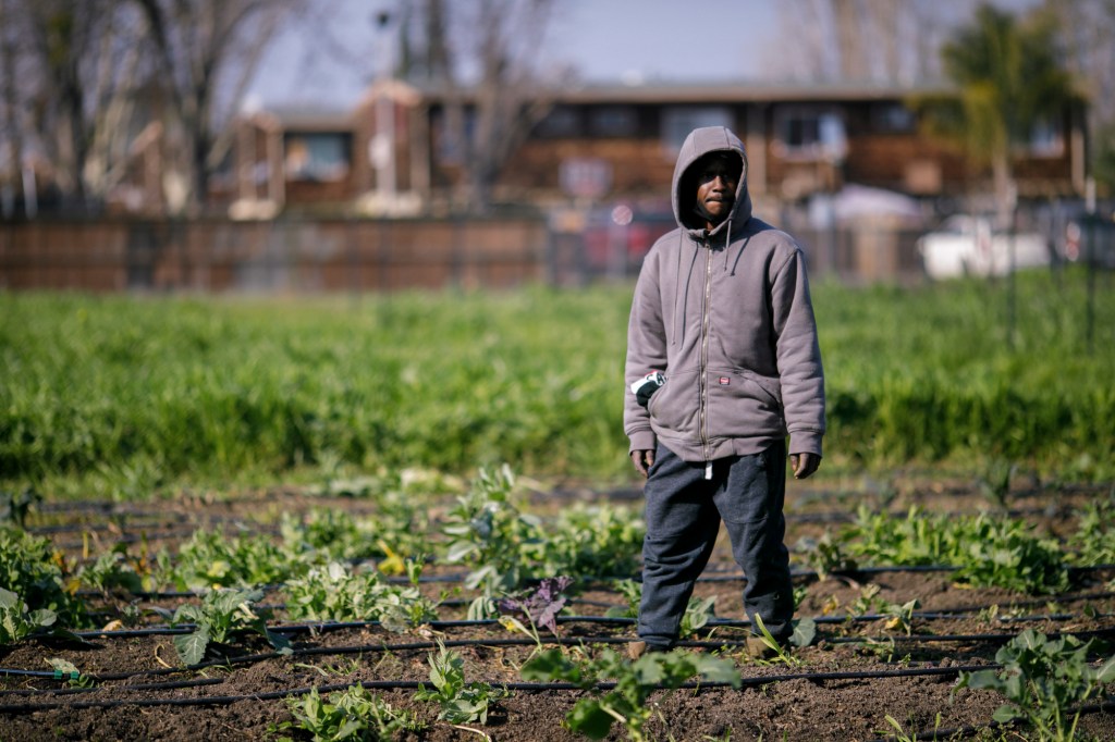 Harry Hampton stands in the Healthy Hearts Institute's garden in Pittsburg, on Jan. 26, 2022. The community based organization is focused on providing access to healthy foods and improved nutritional education. Anda Chu/Bay Area News Group