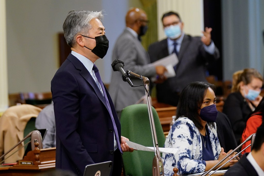 Assemblyman Al Muratsuchi speaks during a session of the state assembly in Sacramento, on Jan. 31, 2022. Photo by Rich Pedroncelli, AP Photo