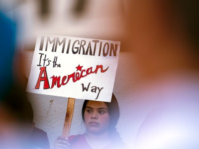 Immigrant rights activists participate in a protest in Los Angeles on July 1, 2019. Photo by Ronen Tivony/Sipa via AP Images