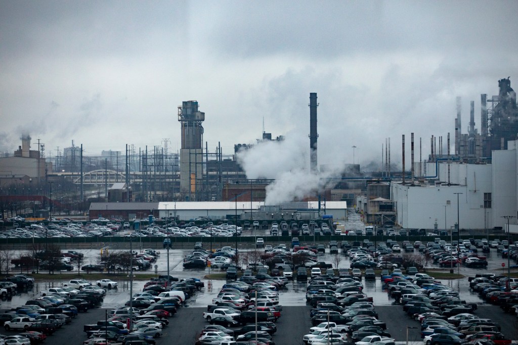 The Ford River Rouge complex in Dearborn, Michigan on April 4, 2023. Photo by Emily Elconin for CalMatters