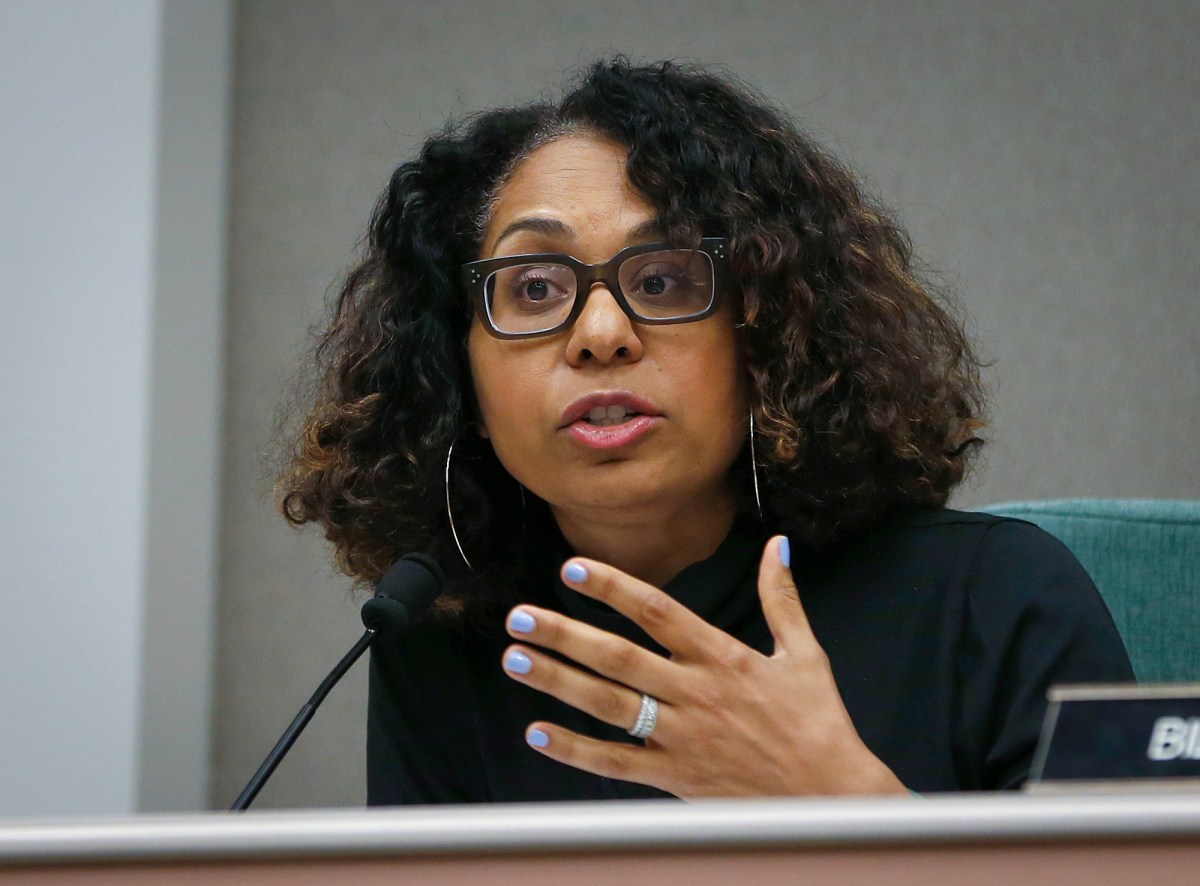 Sydney Kamlager speaks during a hearing on Tuesday, April 9, 2019, in Sacramento. Photo by Rich Pedroncelli, AP Photo