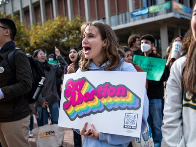 Undergraduate student Gracie Semmens attends a Prop 1 rally at UC Berkeley in Berkeley on Nov. 4, 2022. Photo by Martin do Nascimento