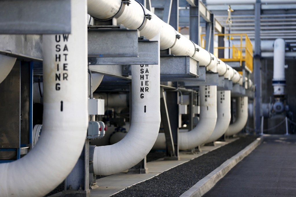 Pipes weave through the newly completed Carlsbad Desalination plant in Carlsbad on Dec. 14, 2015. Photo by Earnie Grafton, Reuters
