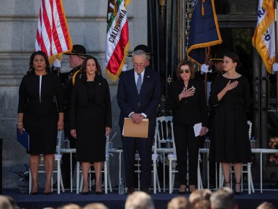 Mourners gather for a memorial service for the late U.S. Senator Dianne Feinstein in San Francisco, CA