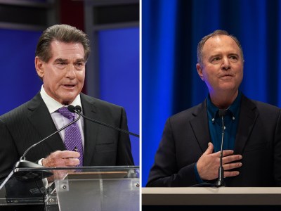 From left, Republican candidate for U.S. Senate, Steve Garvey, and U.S. Rep. Adam Schiff. Photos by NewsNation and Miguel Gutierrez Jr., CalMatters